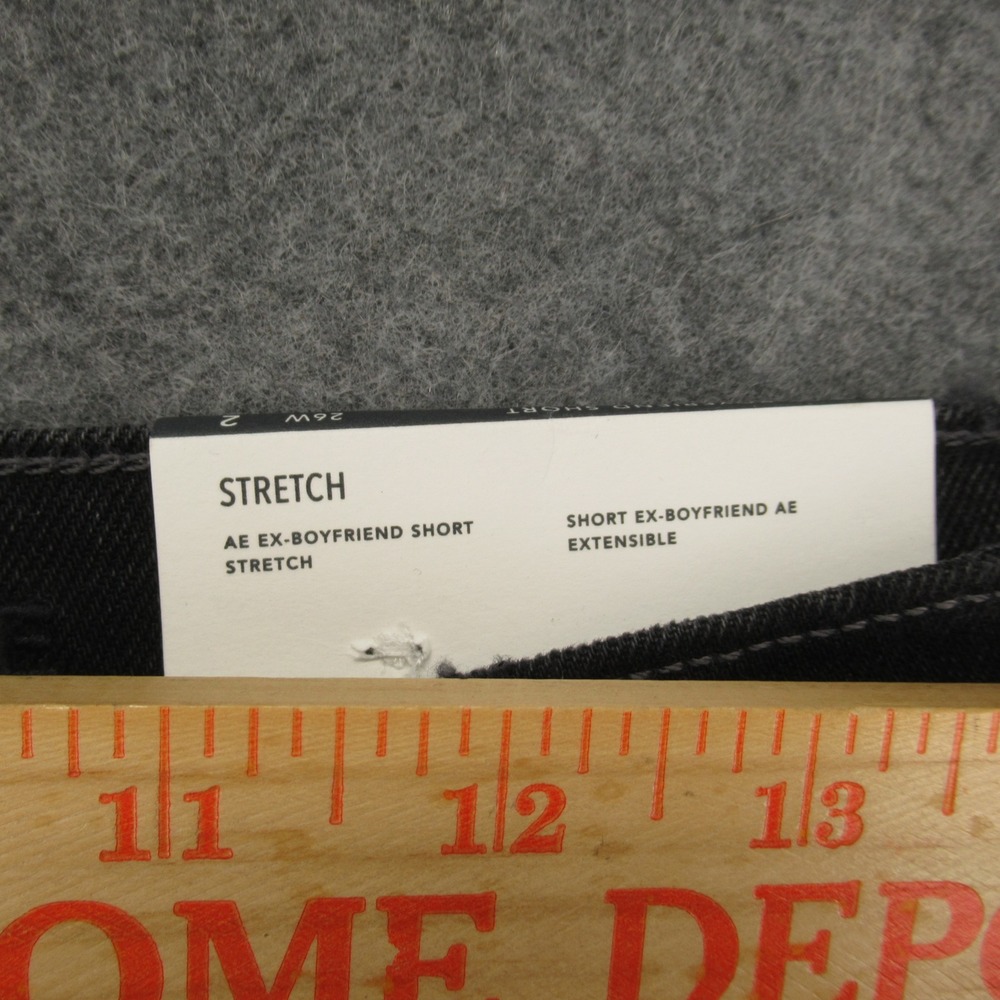 American Eagle Outfitters Womens Black Ex‎ Boyfriend Stretch Denim Shorts Size 2 - Picture 3 of 14
